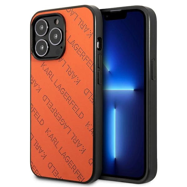 Karl Lagerfeld Perforated Allover iPhone 13 Pro Max 6.7" Case - Orange_0