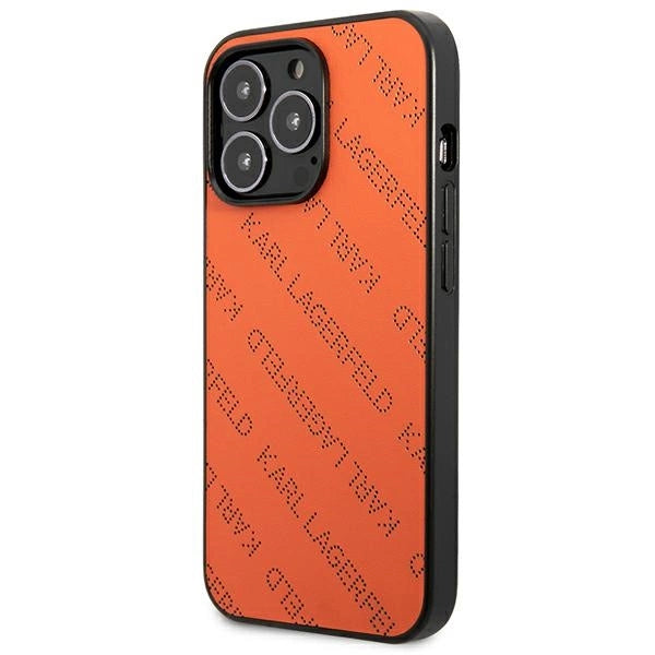 Karl Lagerfeld Perforated Allover iPhone 13 Pro Max 6.7" Case - Orange_1