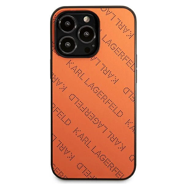 Karl Lagerfeld Perforated Allover iPhone 13 Pro Max 6.7" Case - Orange_2