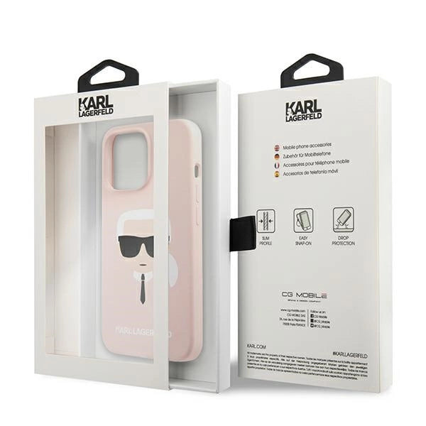 Karl Lagerfeld Silicone Karl`s Head Case for iPhone 13 Pro Max 6.7" - Light Pink_7