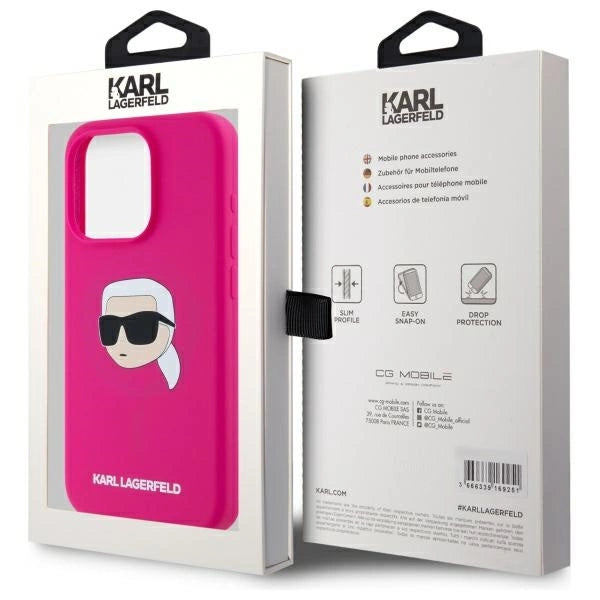 Karl Lagerfeld KLHMP15LSKHPPPLF iPhone 15 Pro 6.1" fuchsia/fuschia hardcase Silicone Karl Head Print MagSafe_7