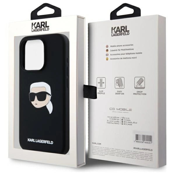 Karl Lagerfeld KLHMP15LSKHPPLK iPhone 15 Pro 6.1" black/black hardcase Silicone Karl Head Print MagSafe_7
