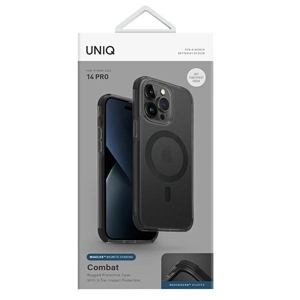 Uniq Combat iPhone 14 Pro 6.1" case Magclick Charging black/concrete charcoal_7
