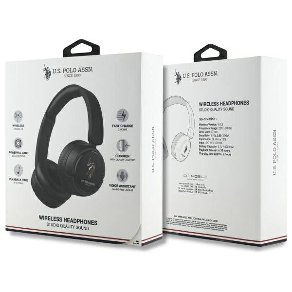 US Polo Bluetooth Headphones USHPV6PUNK Black/Black DH Color Logo_3