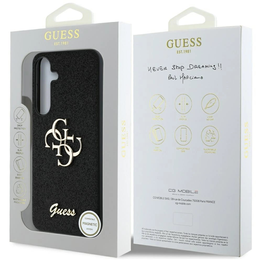 Guess Fixed Glitter Big 4G Metal Logo case for Samsung Galaxy S25 black_7
