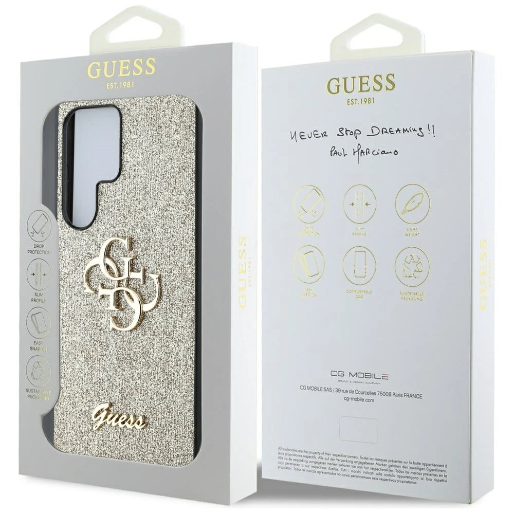 Guess Fixed Glitter Big 4G Metal Logo case for Samsung Galaxy S25 Ultra gold_7