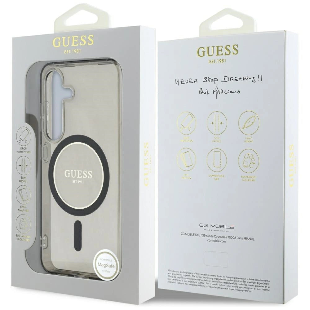 Guess Glitter Circle Classic Logo MagSafe case for Samsung Galaxy S25 black_7