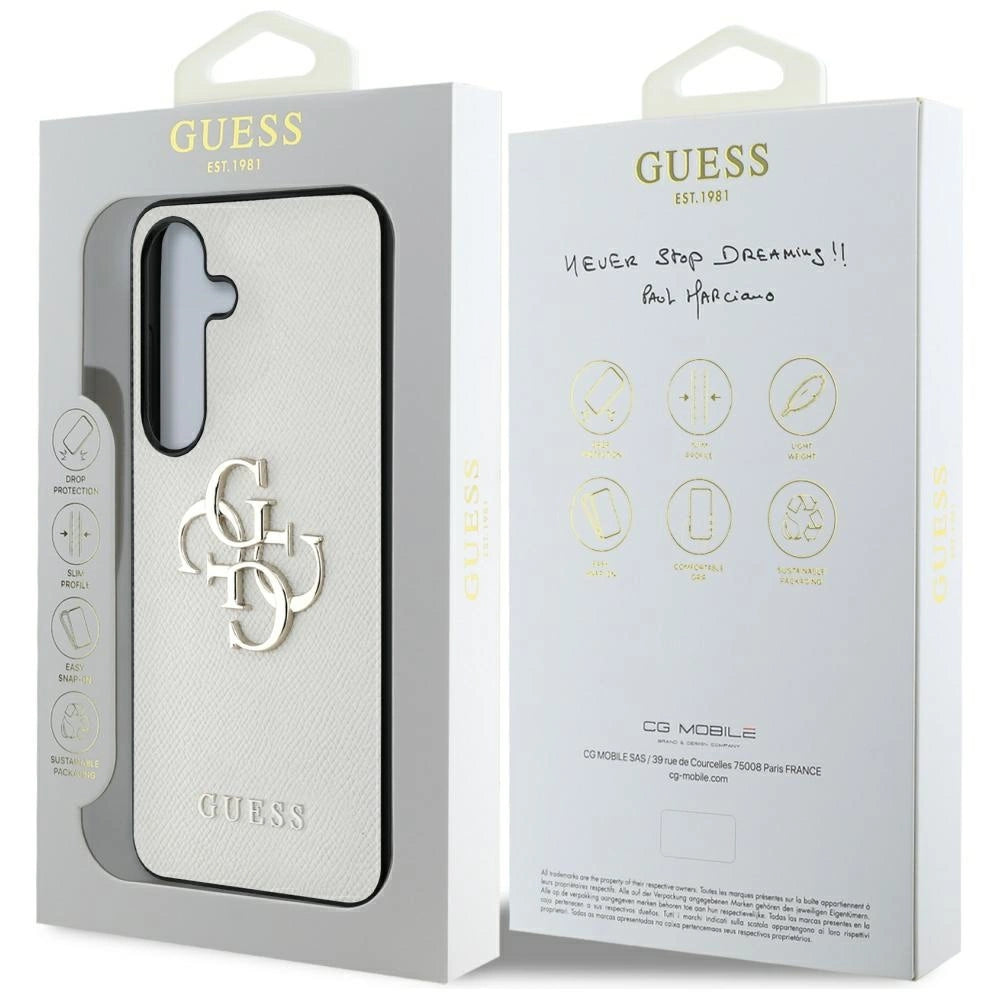 Guess Grained Big 4G Logo Small Classic Logo case for Samsung Galaxy S25 beige_7