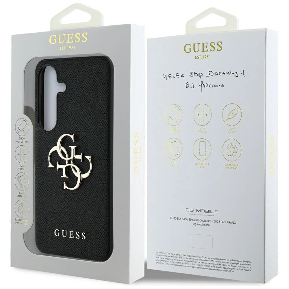 Guess Grained Big 4G Logo Small Classic Logo case for Samsung Galaxy S25 black_7