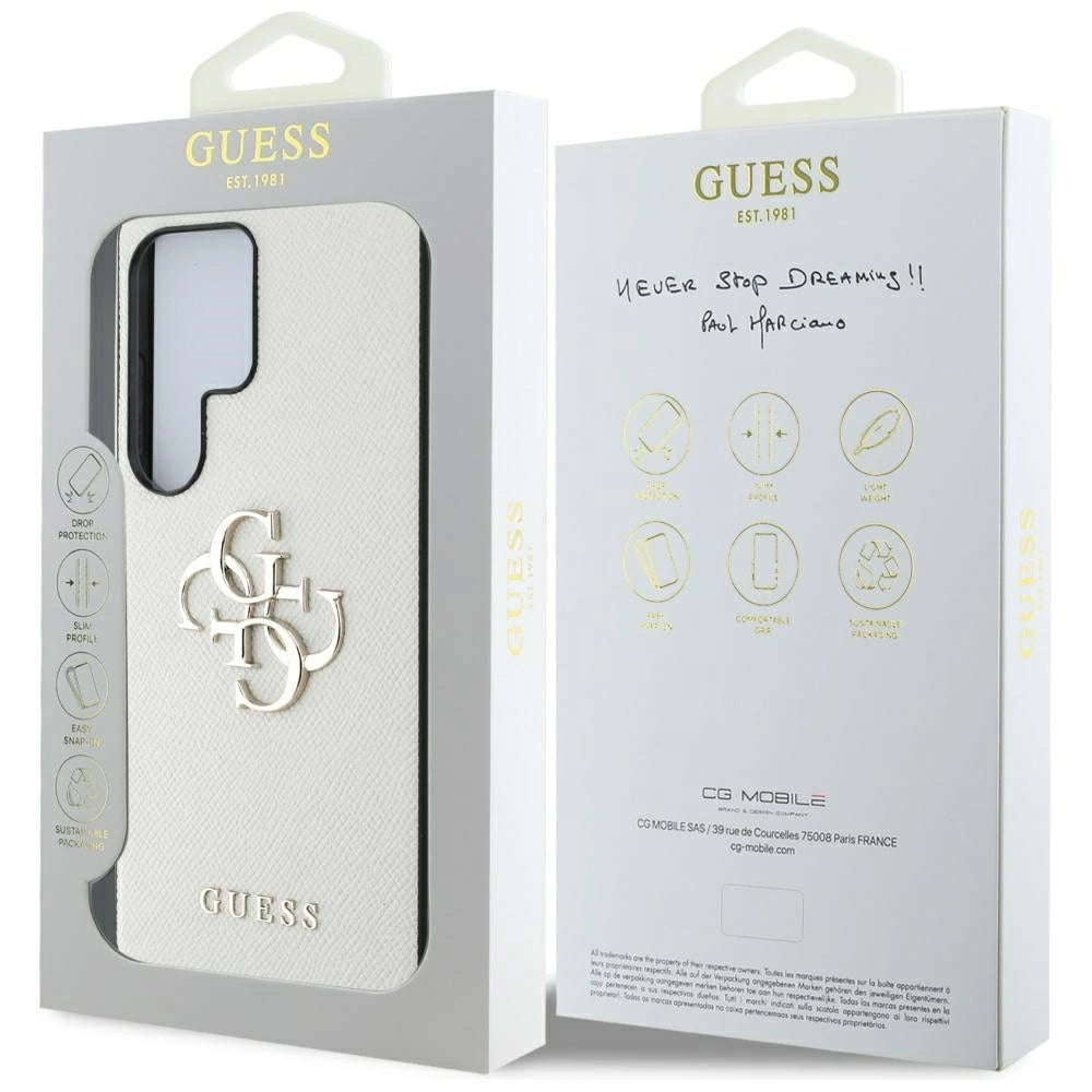 Guess Grained Big 4G Logo Small Classic Logo Case for Samsung Galaxy S25 Ultra beige_7
