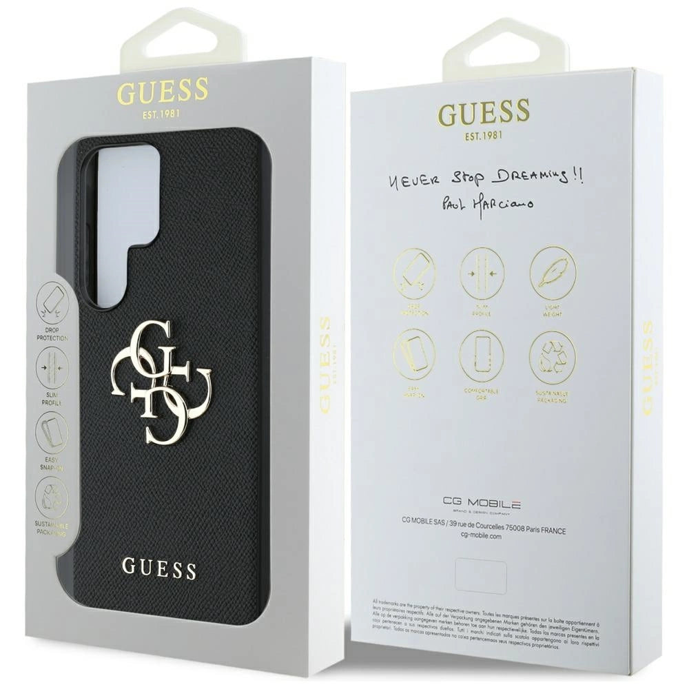 Guess Grained Big 4G Logo Small Classic Logo case for Samsung Galaxy S25 Ultra black_7