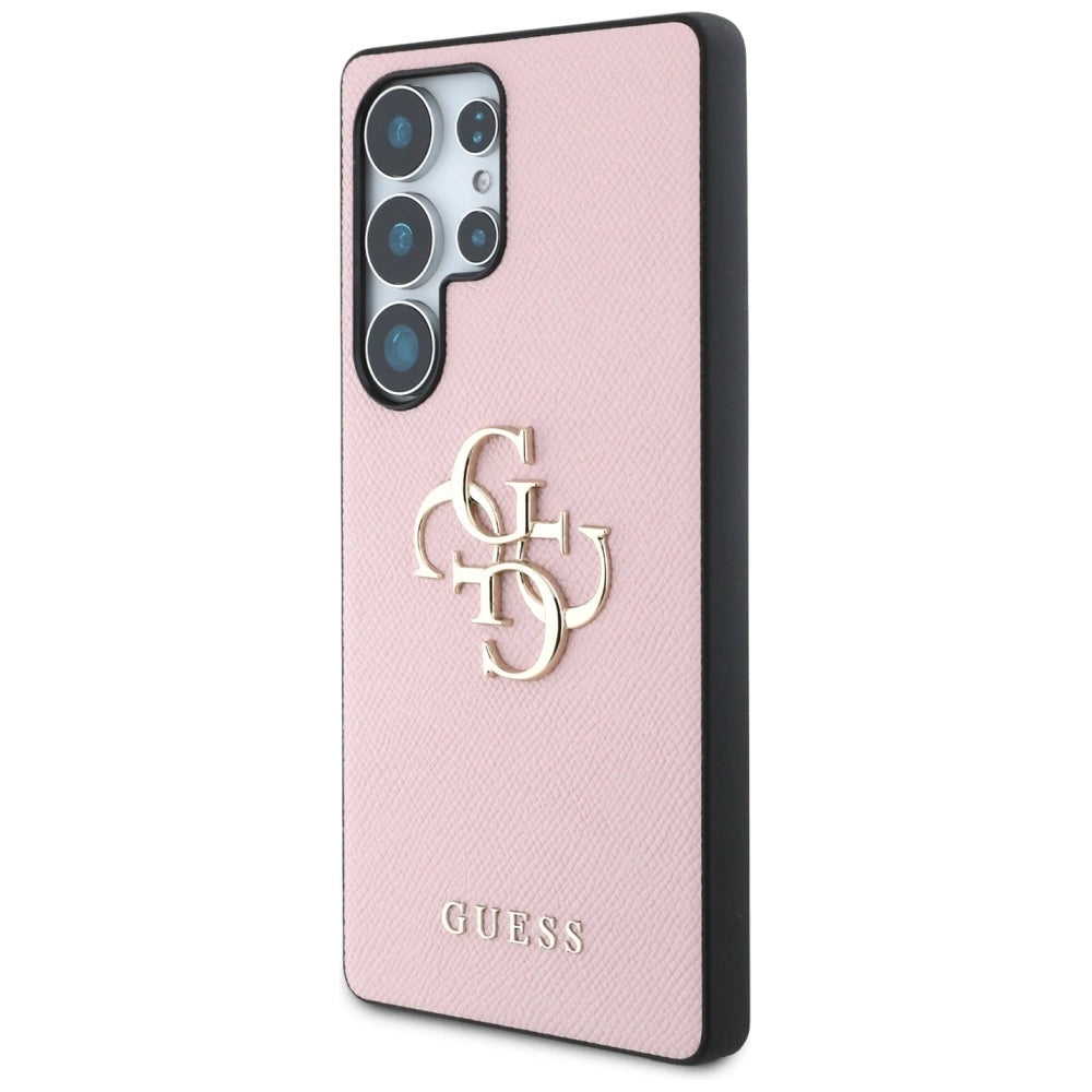 Guess Grained Big 4G Logo Small Classic Logo Case for Samsung Galaxy S25 Ultra pink_1
