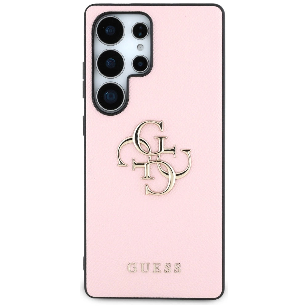 Guess Grained Big 4G Logo Small Classic Logo Case for Samsung Galaxy S25 Ultra pink_2