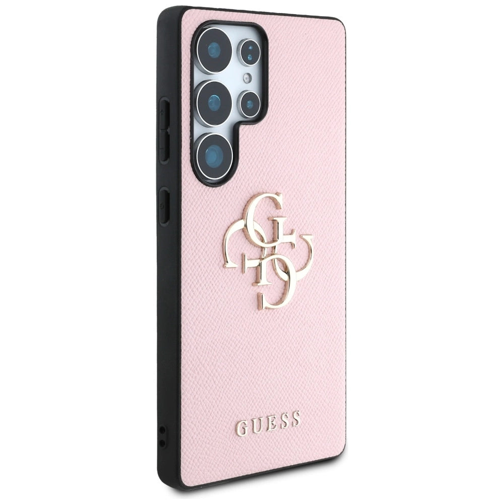 Guess Grained Big 4G Logo Small Classic Logo Case for Samsung Galaxy S25 Ultra pink_3