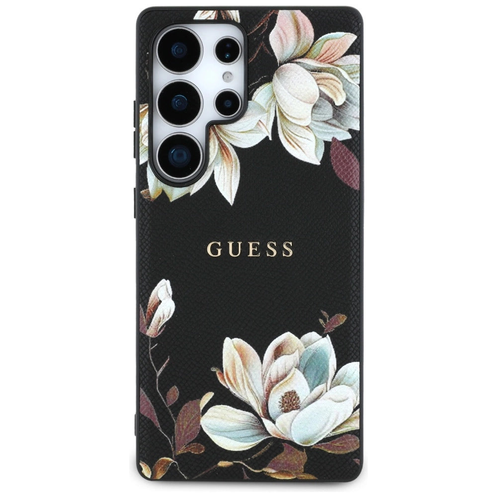 Guess Grained Printed Flower Pattern MagSafe case for Samsung Galaxy S25 Ultra black_2