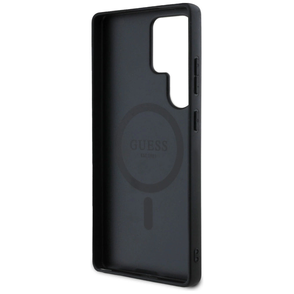 Guess Grained Printed Flower Pattern MagSafe case for Samsung Galaxy S25 Ultra black_6