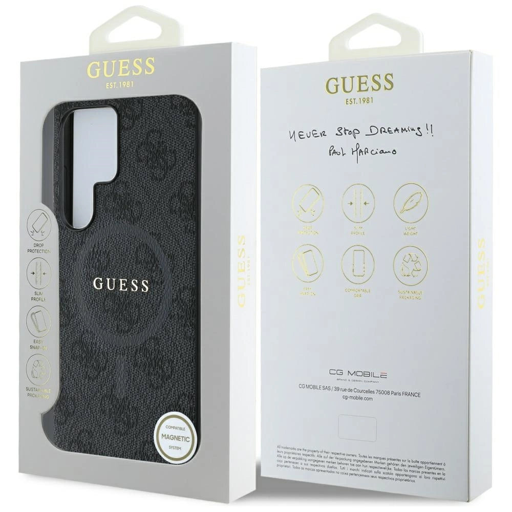 Guess Leather 4G Colored Ring Classic Logo MagSafe Case Samsung Galaxy S25 Ultra black_7
