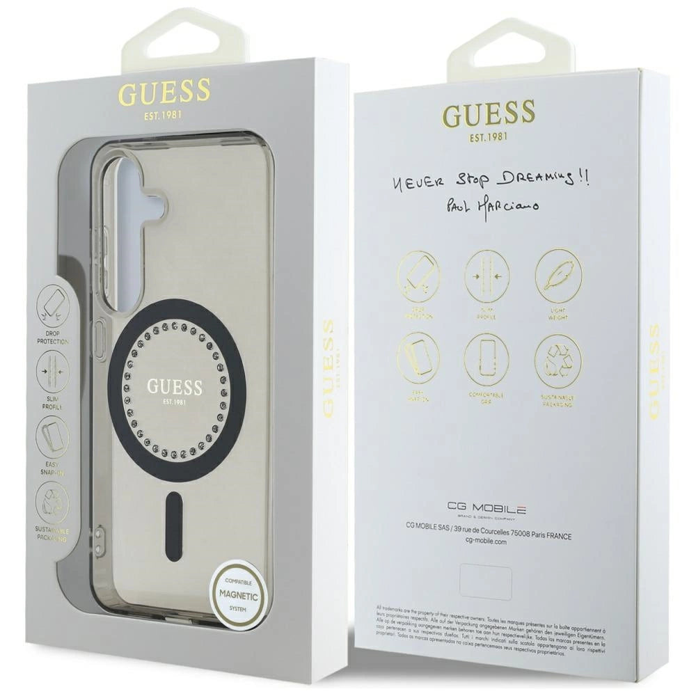 Guess Rhinestones Printed Classic Logo MagSafe Samsung Galaxy S25 case black_7
