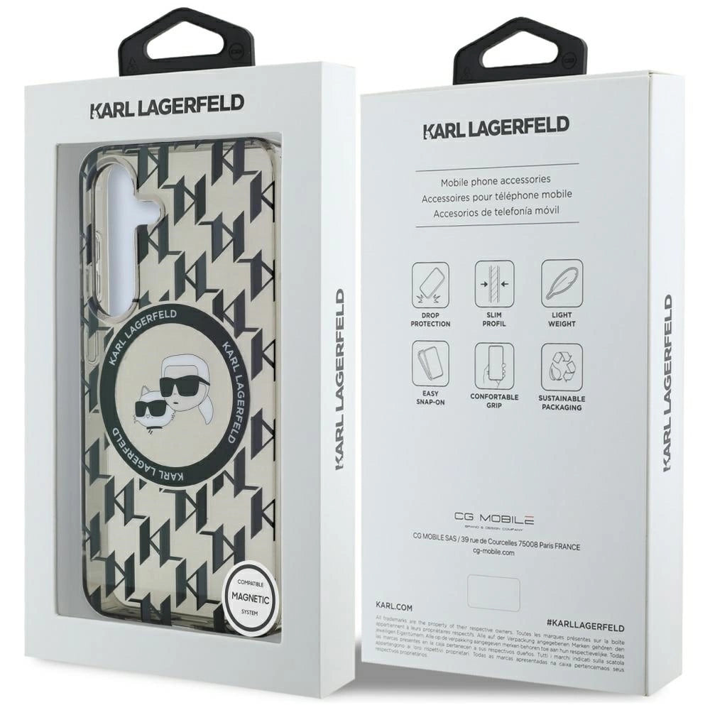 Case Karl Lagerfeld Button Karl&Choupette Heads On KL Pattern MagSafe Samsung Galaxy S25 black_7