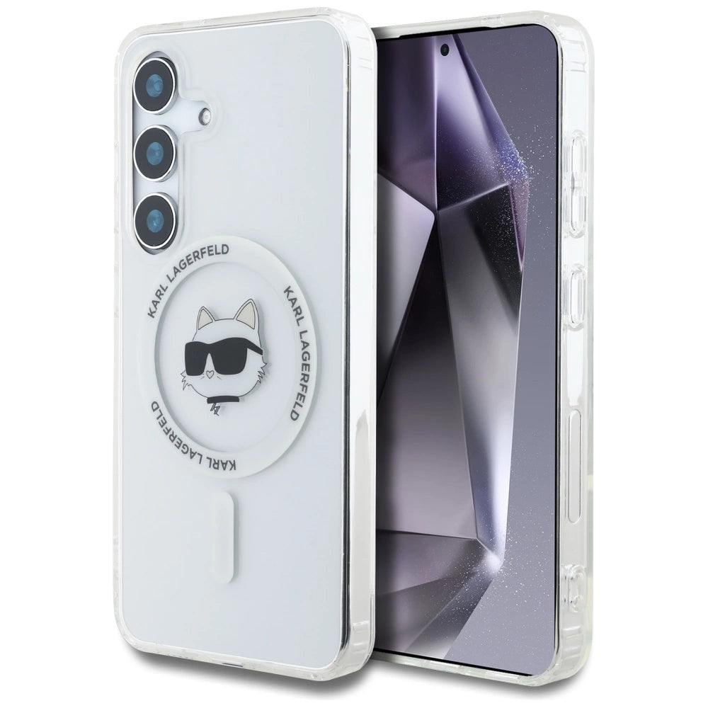 Case Karl Lagerfeld Button Choupette Head Printed Logo MagSafe Samsung Galaxy S25 white_0