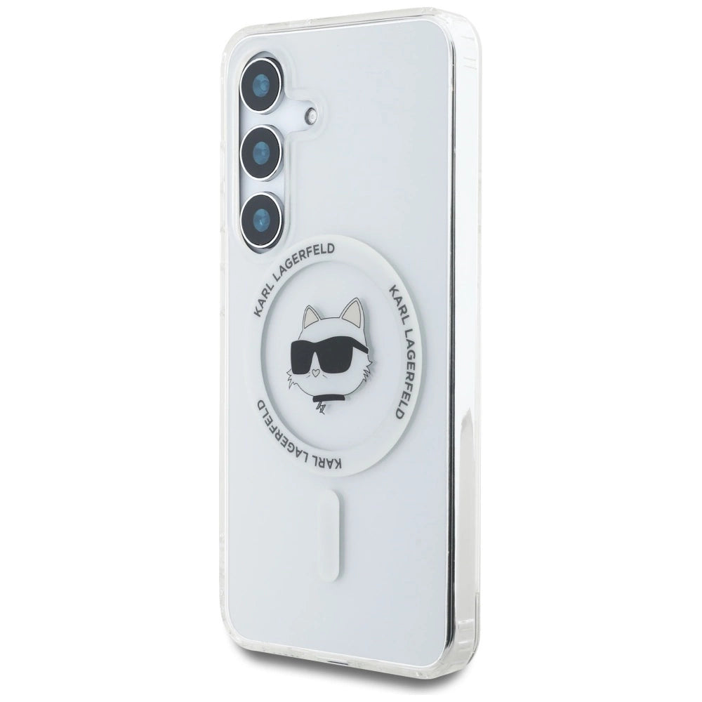 Case Karl Lagerfeld Button Choupette Head Printed Logo MagSafe Samsung Galaxy S25 white_1