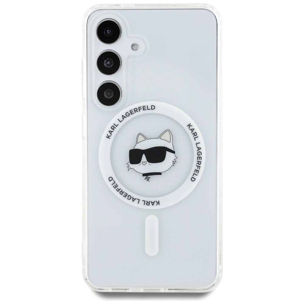 Case Karl Lagerfeld Button Choupette Head Printed Logo MagSafe Samsung Galaxy S25 white_2