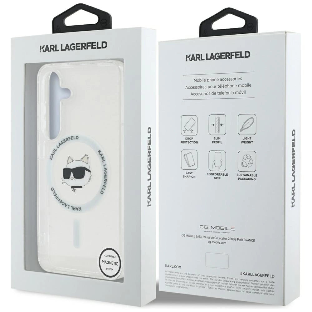 Case Karl Lagerfeld Button Choupette Head Printed Logo MagSafe Samsung Galaxy S25 white_7