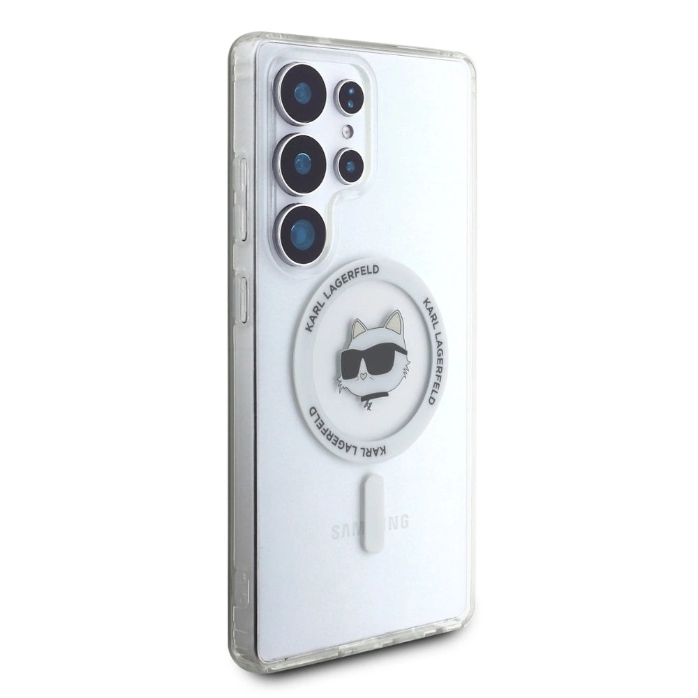 Case Karl Lagerfeld Button Choupette Head Printed Logo MagSafe Samsung Galaxy S25 Ultra white_3