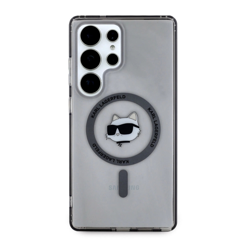 Karl Lagerfeld Button Choupette Head Printed Logo MagSafe Samsung Galaxy S25 Ultra case black_2
