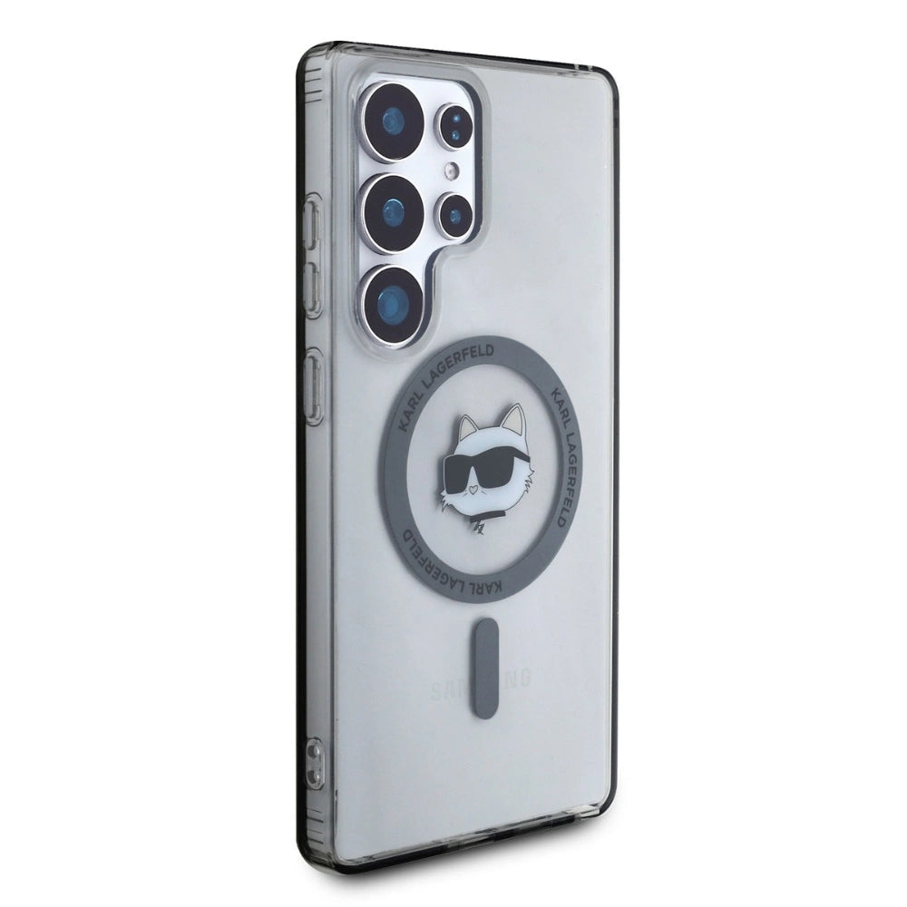 Karl Lagerfeld Button Choupette Head Printed Logo MagSafe Samsung Galaxy S25 Ultra case black_3