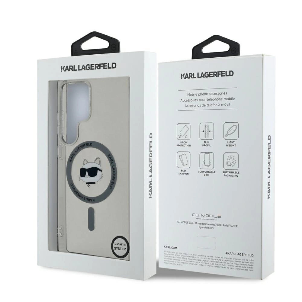 Karl Lagerfeld Button Choupette Head Printed Logo MagSafe Samsung Galaxy S25 Ultra case black_7