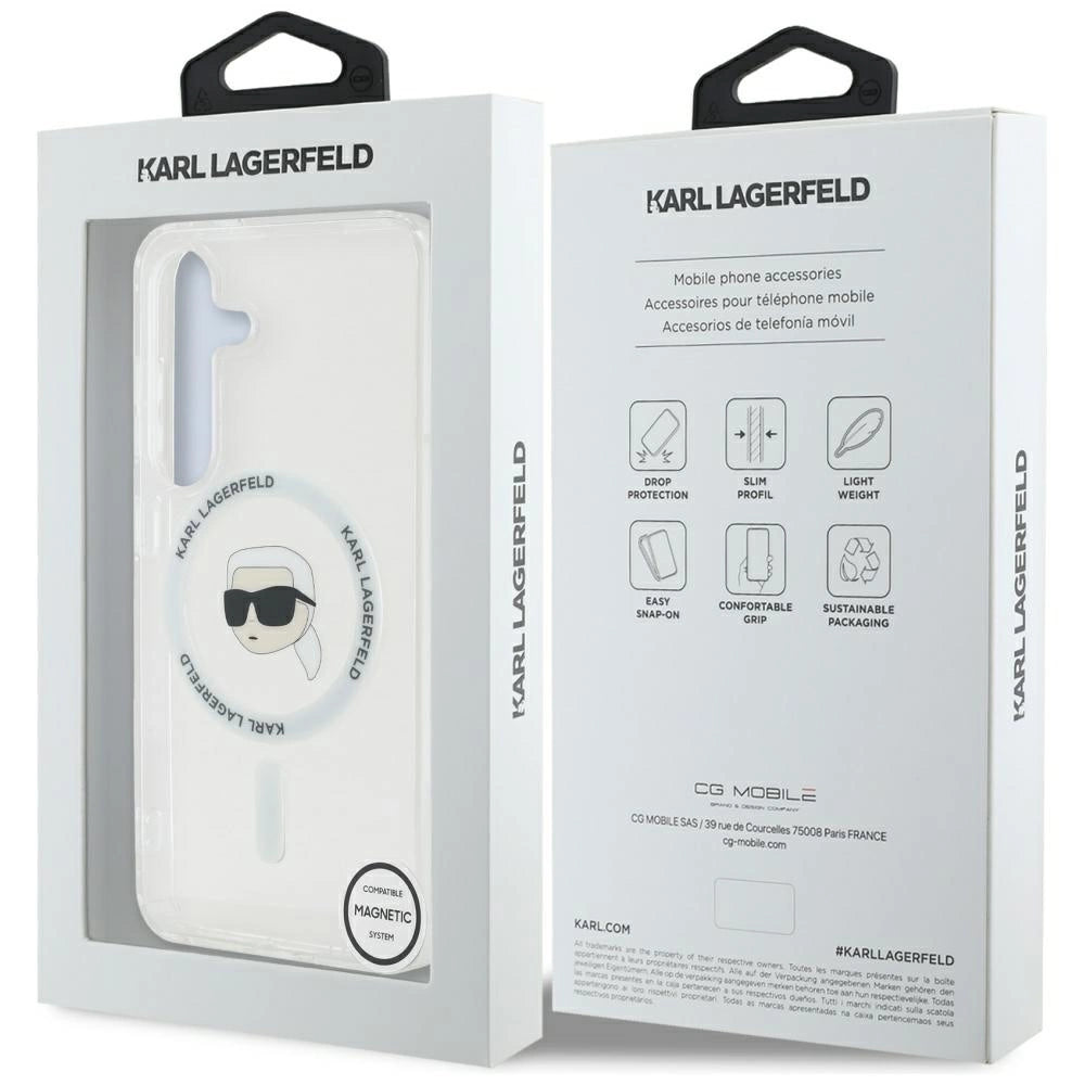 Case Karl Lagerfeld Button Karl Head Printed Logo MagSafe Samsung Galaxy S25 white_7