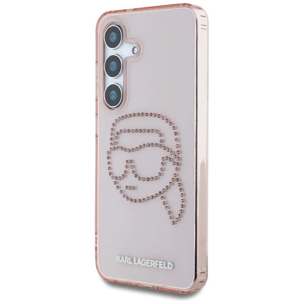 Karl Lagerfeld Rhinestones K. Head Logo Samsung Galaxy S25 Case Pink_1