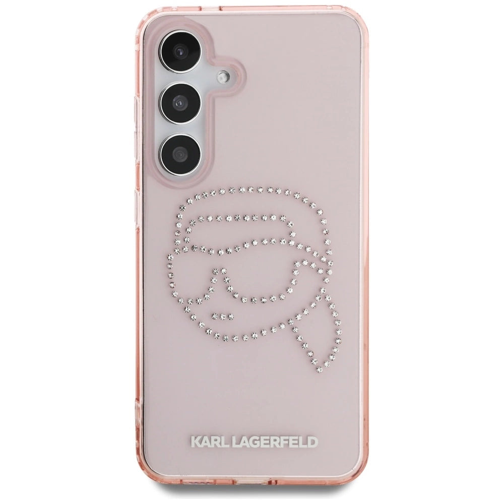 Karl Lagerfeld Rhinestones K. Head Logo Samsung Galaxy S25 Case Pink_2