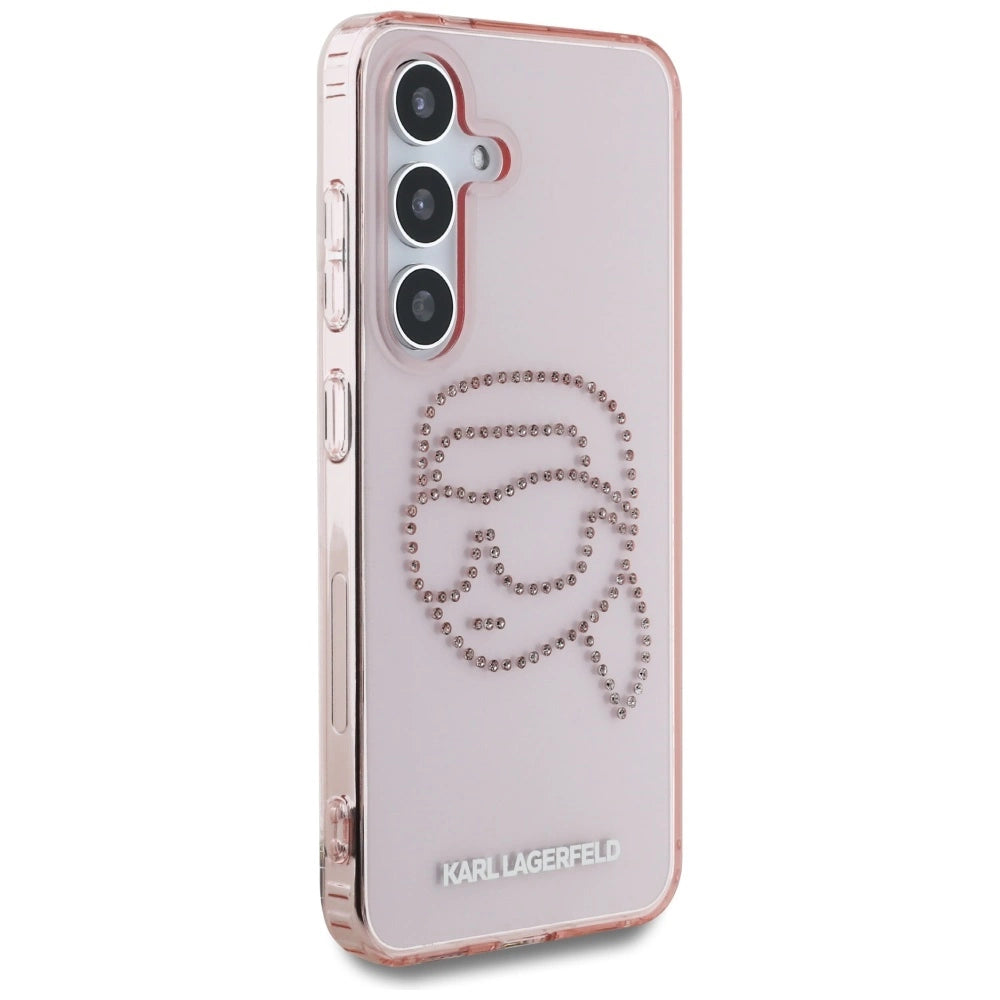 Karl Lagerfeld Rhinestones K. Head Logo Samsung Galaxy S25 Case Pink_3