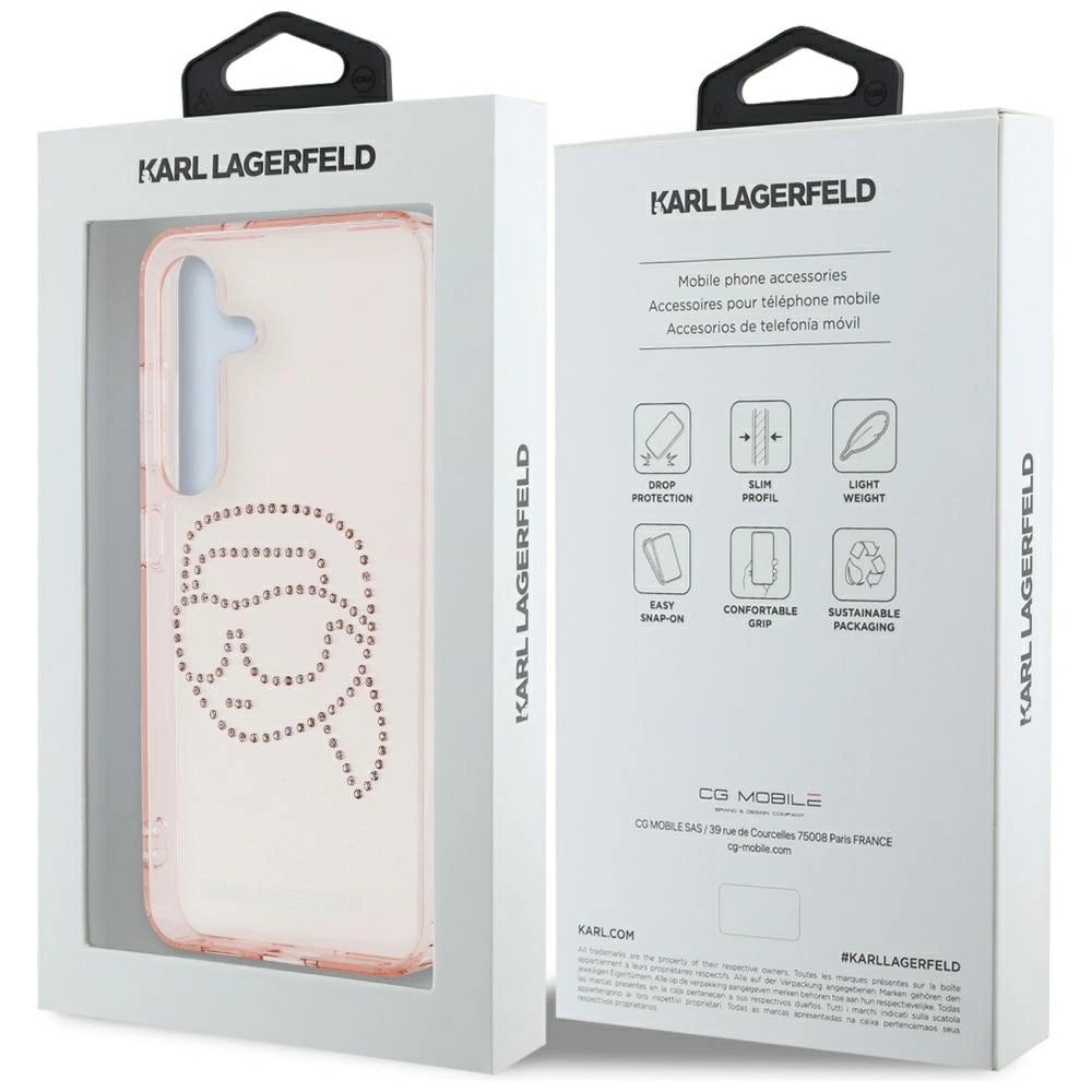 Karl Lagerfeld Rhinestones K. Head Logo Samsung Galaxy S25 Case Pink_7