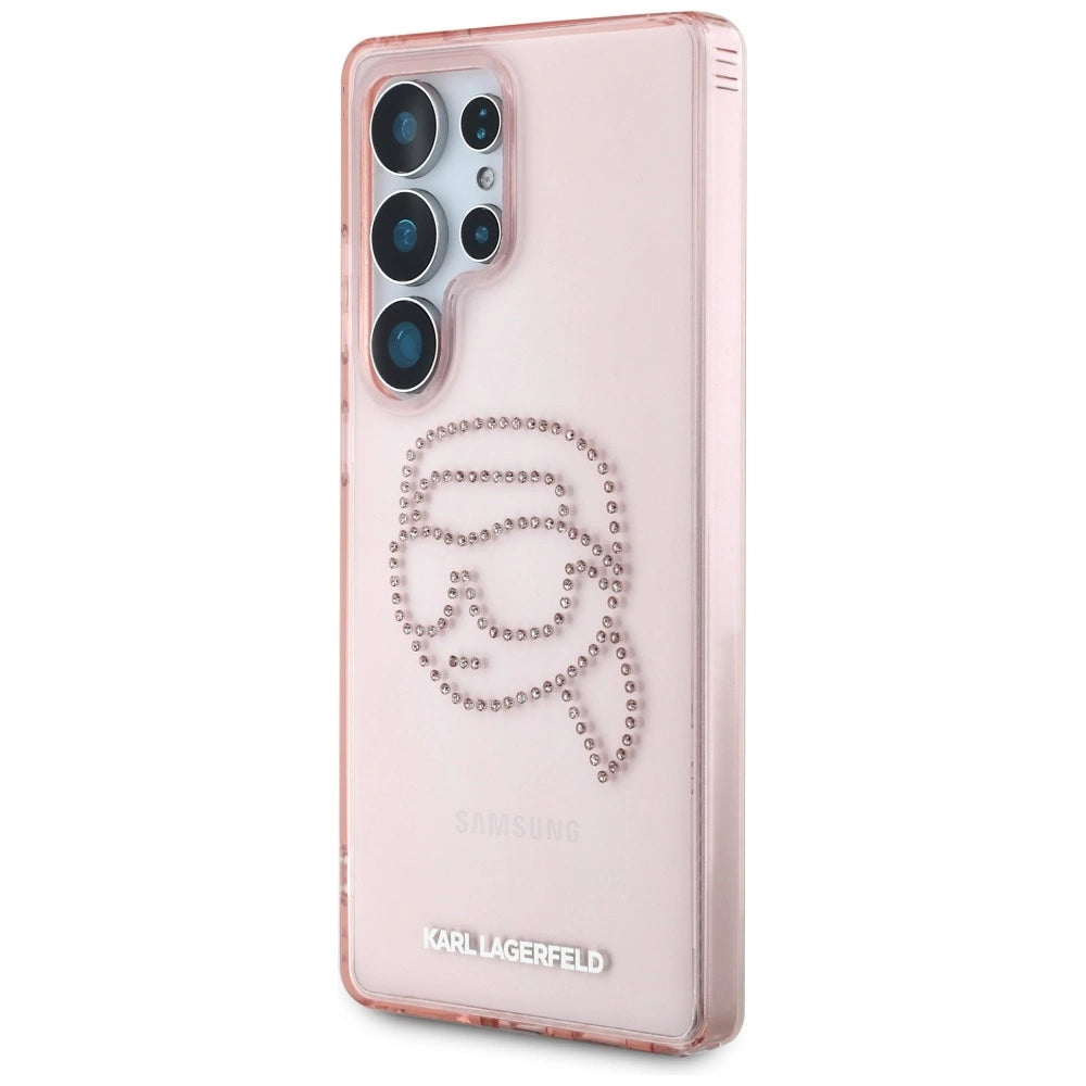 Karl Lagerfeld Rhinestones K. Head Logo Samsung Galaxy S25 Ultra Case Pink_1