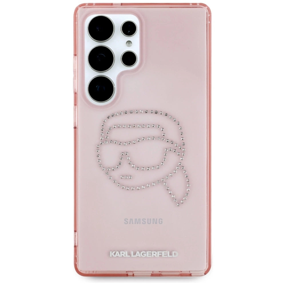 Karl Lagerfeld Rhinestones K. Head Logo Samsung Galaxy S25 Ultra Case Pink_2