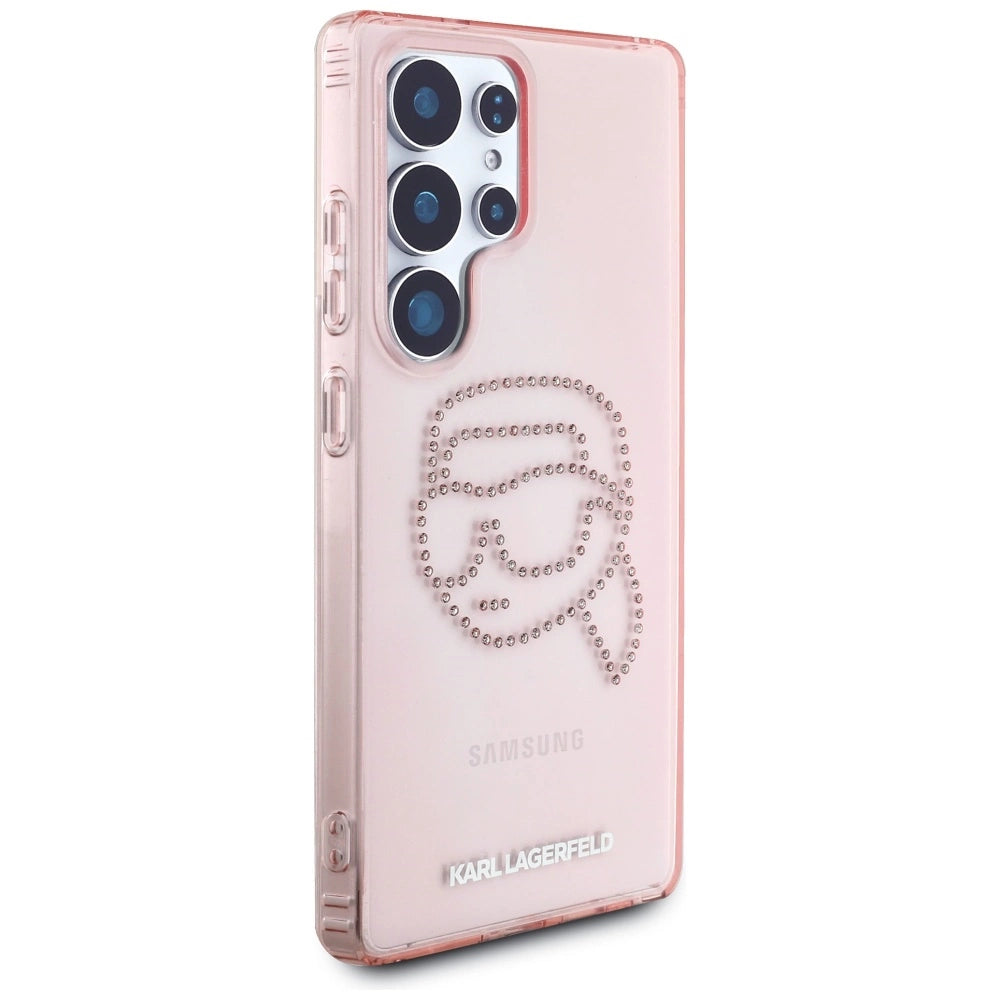 Karl Lagerfeld Rhinestones K. Head Logo Samsung Galaxy S25 Ultra Case Pink_3