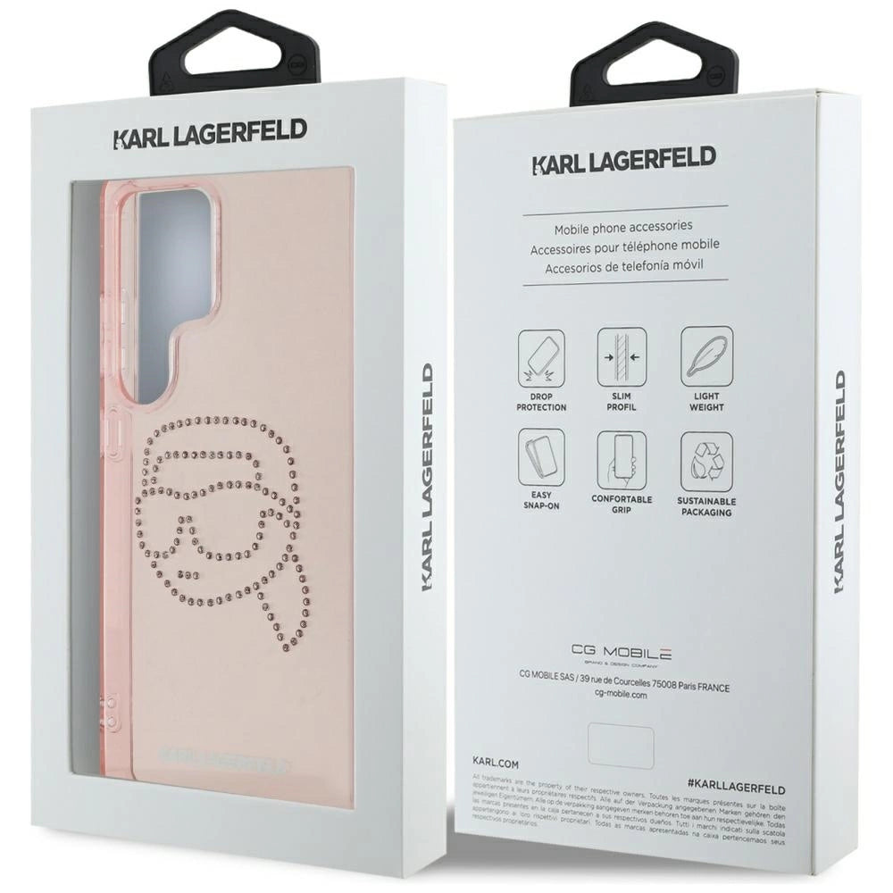 Karl Lagerfeld Rhinestones K. Head Logo Samsung Galaxy S25 Ultra Case Pink_7