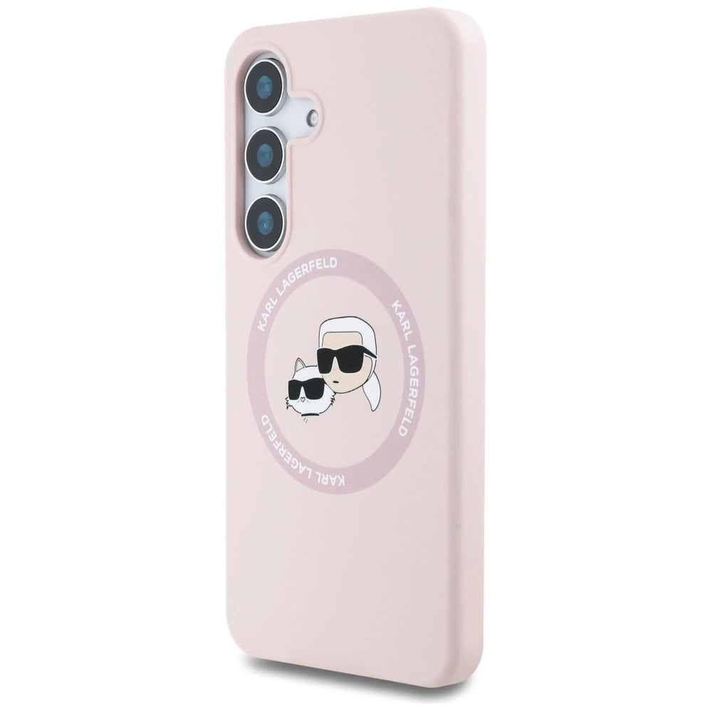 Karl Lagerfeld Silicone Double Heads And Circle MagSafe Samsung Galaxy S25 Plus Case Pink_1
