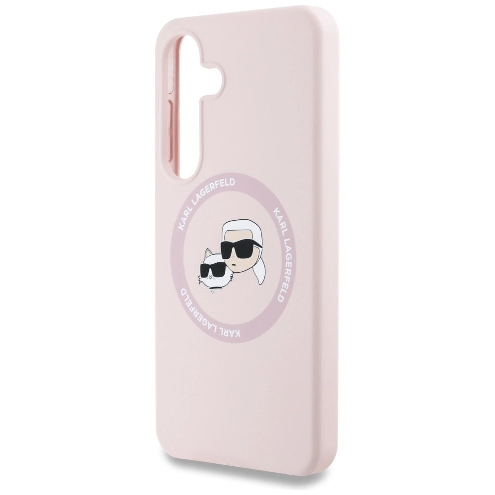 Karl Lagerfeld Silicone Double Heads And Circle MagSafe Samsung Galaxy S25 Plus Case Pink_5