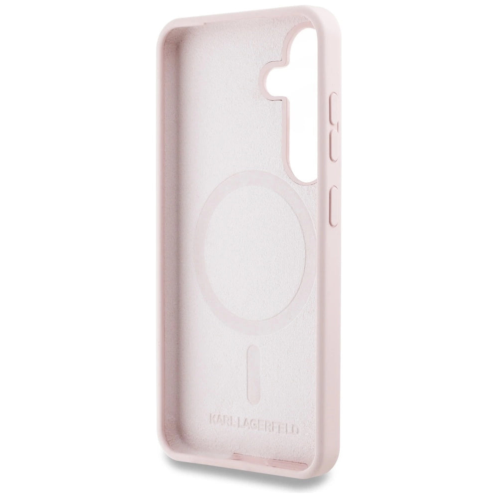 Karl Lagerfeld Silicone Double Heads And Circle MagSafe Samsung Galaxy S25 Plus Case Pink_6
