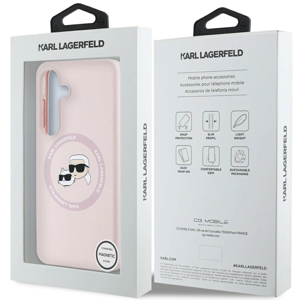 Karl Lagerfeld Silicone Double Heads And Circle MagSafe Samsung Galaxy S25 Plus Case Pink_7