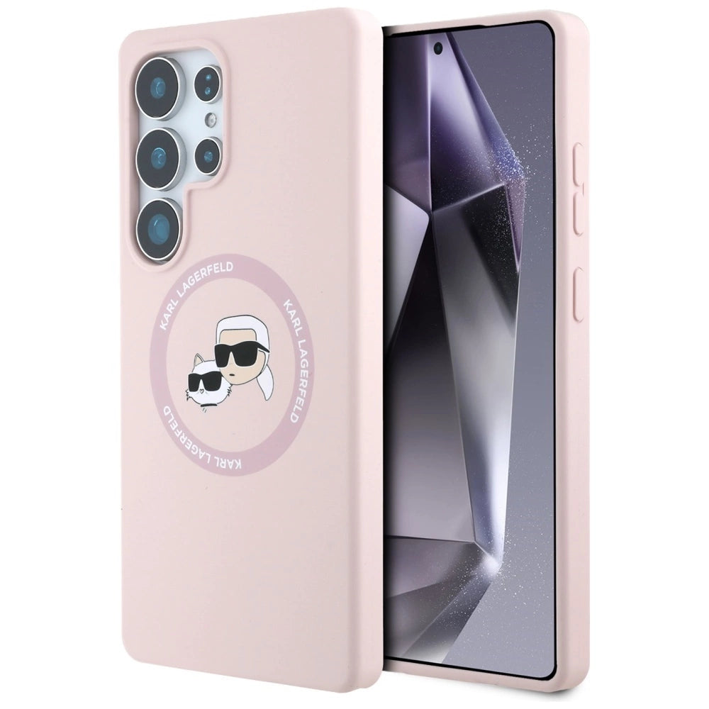 Karl Lagerfeld Silicone Double Heads And Circle MagSafe Samsung Galaxy S25 Ultra Case Pink_0