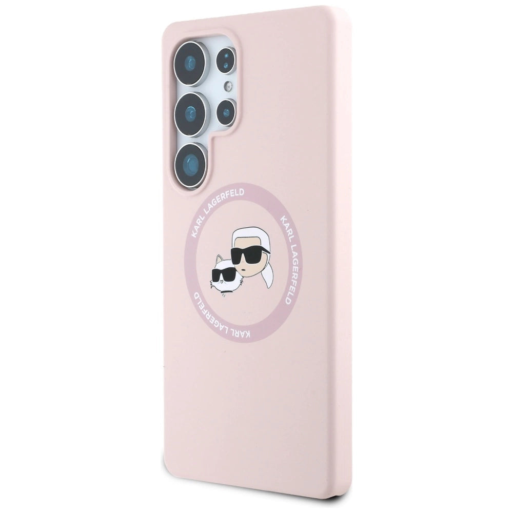 Karl Lagerfeld Silicone Double Heads And Circle MagSafe Samsung Galaxy S25 Ultra Case Pink_1