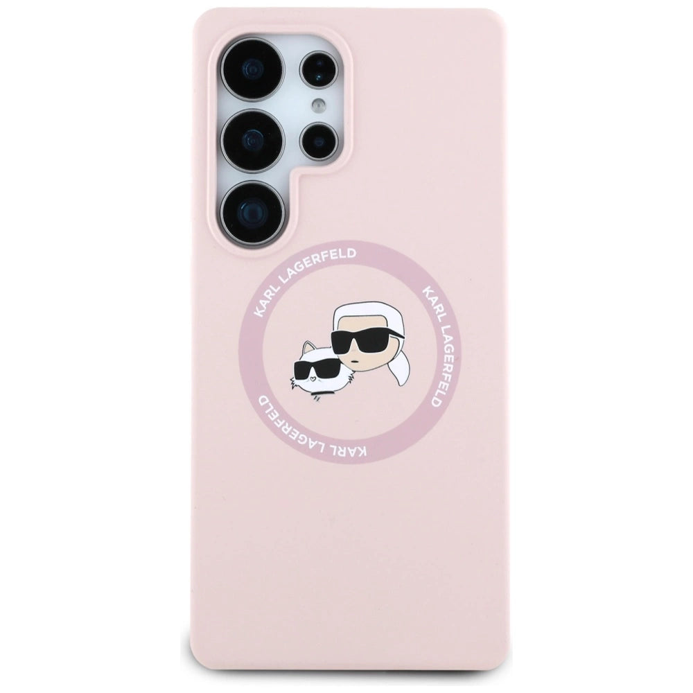 Karl Lagerfeld Silicone Double Heads And Circle MagSafe Samsung Galaxy S25 Ultra Case Pink_2