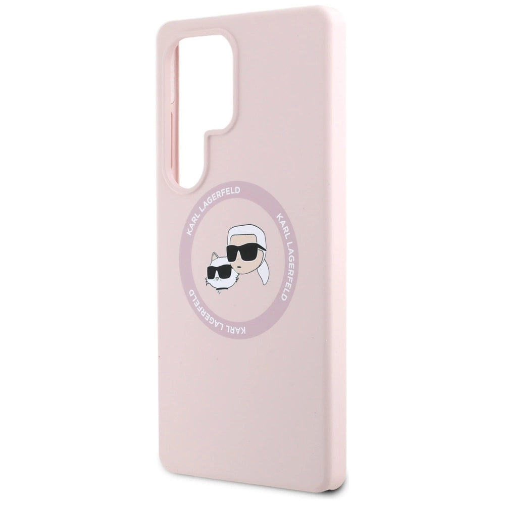Karl Lagerfeld Silicone Double Heads And Circle MagSafe Samsung Galaxy S25 Ultra Case Pink_5
