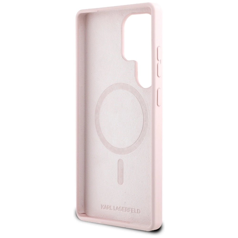 Karl Lagerfeld Silicone Double Heads And Circle MagSafe Samsung Galaxy S25 Ultra Case Pink_6