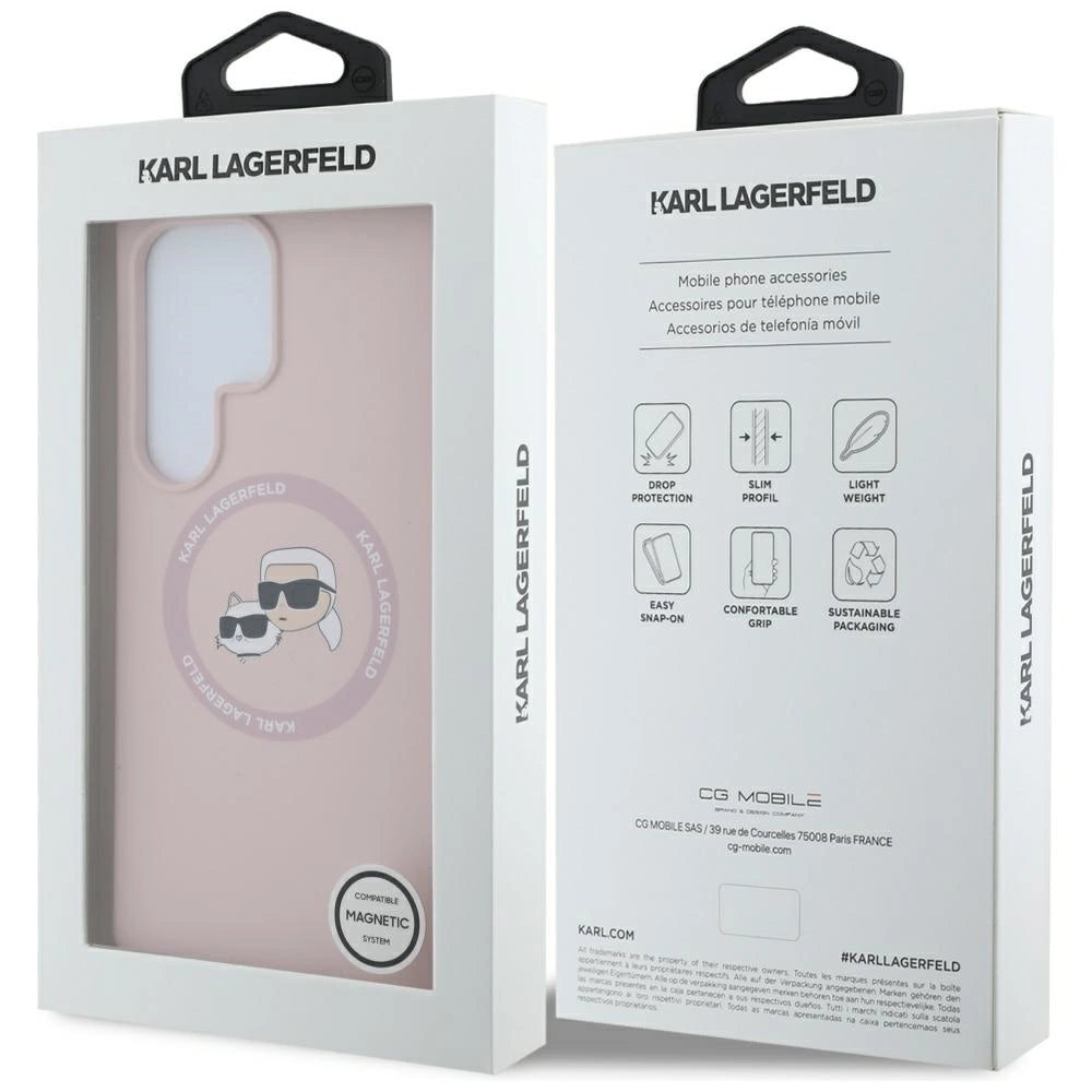 Karl Lagerfeld Silicone Double Heads And Circle MagSafe Samsung Galaxy S25 Ultra Case Pink_7